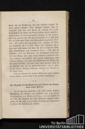 § 8. Die Anzucht der Stachelbeeren aus Samen zur Gewinnung neuer Sorten.