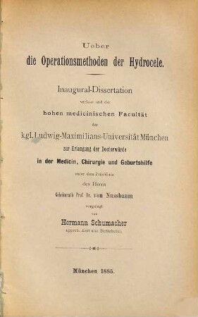 Ueber die Operationsmethoden der Hydrocele