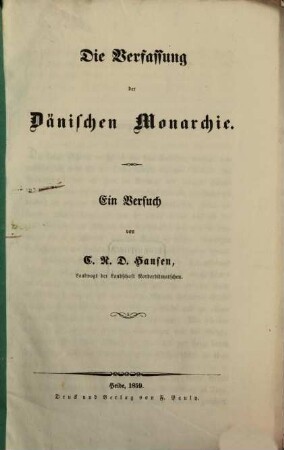 Die Verfassung der Dänischen Monarchie