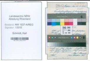 Entnazifizierung Karl Schmidt , geb. 07.12.1889 ()