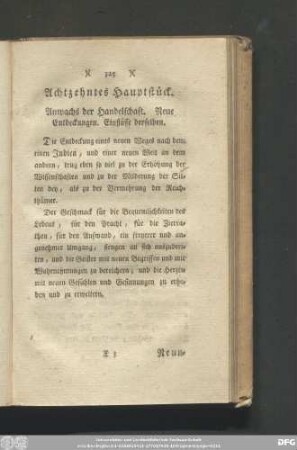 Achtzehntes Hauptstück. Anwachs der Handelschaft. Neue Entdeckungen. Einflüsse derselben.