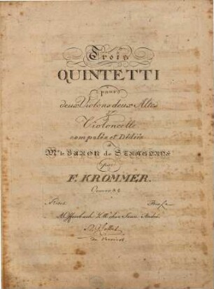Trois quintetti pour deux violons, deux altos & violoncelle : oeuvre 8e