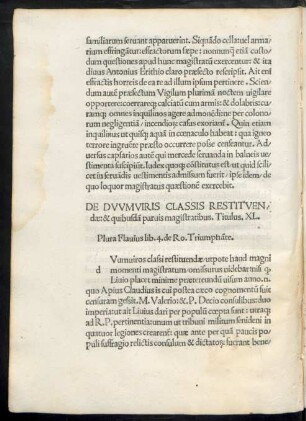 De Duumviris Classis Restituendae ... Titulus. XL.