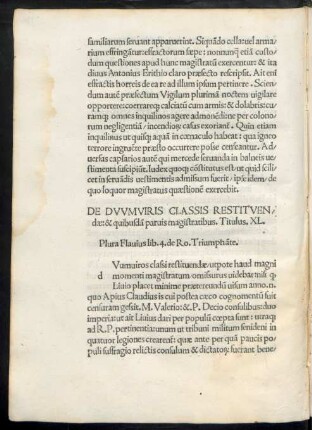 De Duumviris Classis Restituendae ... Titulus. XL.