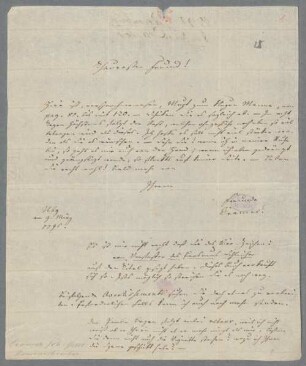 Carl Gottlob Cramer (1799-1859) Autographen: Brief von Carl Gottlob Cramer an Christian Friedrich Voß - BSB Autogr. Cramer, Karl Gottlob