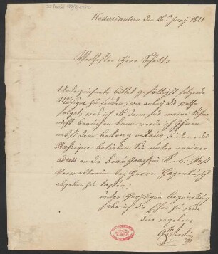 Brief an B. Schott's Söhne : 26.06.1821