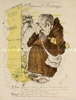 St. Pierre - Karikatur auf Napoleon III. an der Pforte zum Paradies