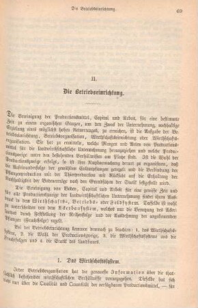 II. Die Betriebseinrichtung