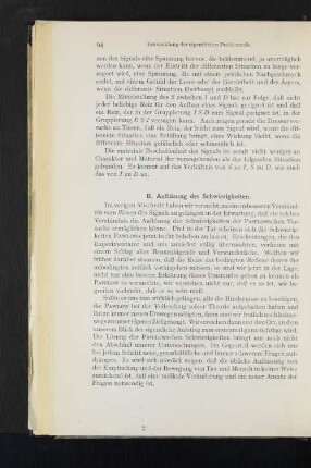B. Auflösung der Schwierigkeiten.