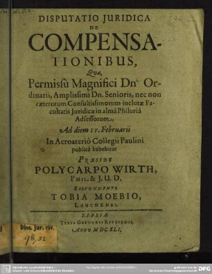 Disputatio Iuridica De Compensationibus