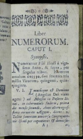 Liber Numerorum. Caput I. - Caput II.