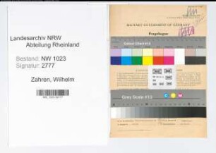 Entnazifizierung Wilhelm Zahren , geb. 19.05.1901 (Finanzinspektor)