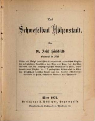 Das Schwefelbad Höhenstadt