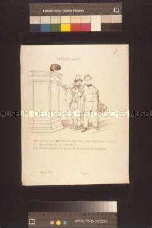 Karikatur auf den Abgeordneten der Frankfurter Nationalversammlung Moritz Mohl mit Bezug auf seine antisemitische Rede am 28.8.1848