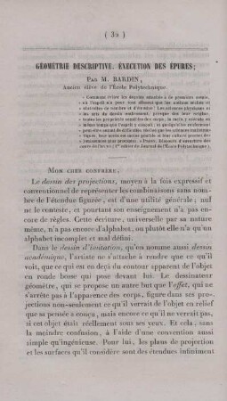 Géométrie descriptive. Éxecution de épures.