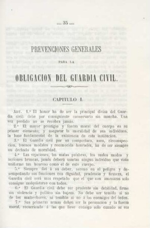 Prevenciones generales para la obligacion del Guardia civil
