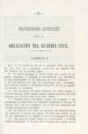 Prevenciones generales para la obligacion del Guardia civil
