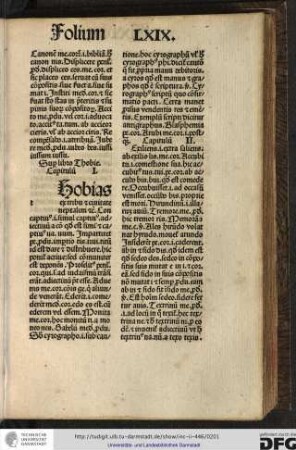 Super libro Thobie. Capitulum I.