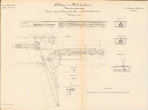Schleuse am Mühlendamm, Berlin: Maschinenanlage, Bewegungsvorrichtung: Aufsicht, Schnitte 1:20