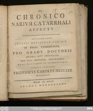 De Chronico Narivm Catarrhali Affectv