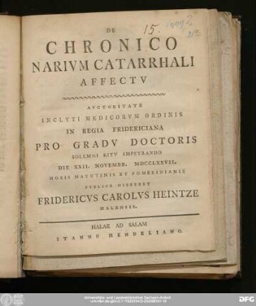 De Chronico Narivm Catarrhali Affectv