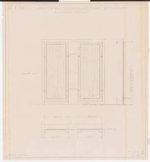 Reichsluftfahrtministerium, Berlin: Paternoster, Abschlüsse: Ansicht, Schnitt, Grundriss 1:10