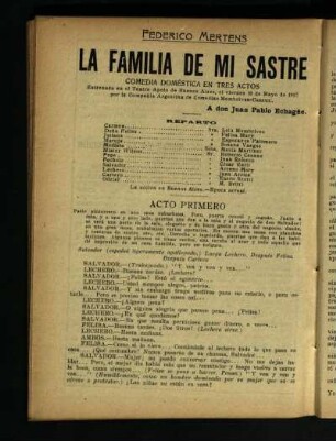 La familia de mi sastre : comedia doméstica en tres actos