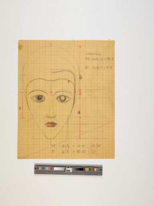 Nasenlänge (Proportionsstudie Gesicht, aus: Natur - Menschenwerk. Die Sinne als Steuerungswerkzeuge. Studien zum Thema "Mensch und Raum", Elemente einer Gestaltungslehre, Aufzeichnungen für den eigenen Unterricht)