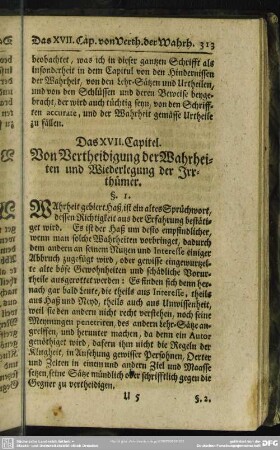 Das XVII. Capitel. Von Vertheidigung der Wahrheiten und Wiederlegung der Irrthümer