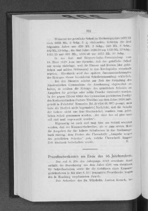 Prozeßnebenkosten am Ende des 16. Jahrhunderts.