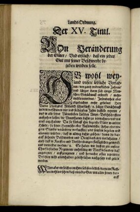 Der XV. Titul. - Der XX. Titul.