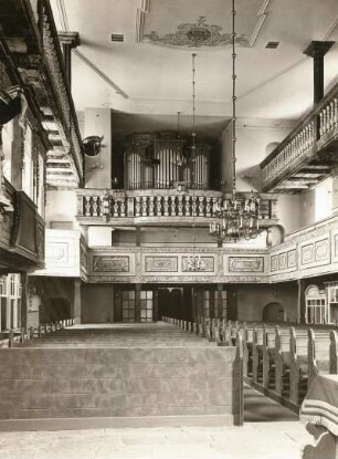 Scheibenberg, Johanniskirche. Inneres zur Kreutzbach-Orgel (1885)