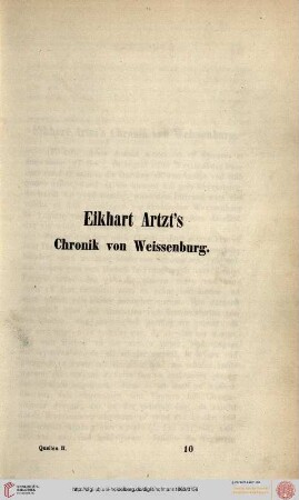 Eikhart Artzt's Chronik von Weissenburg