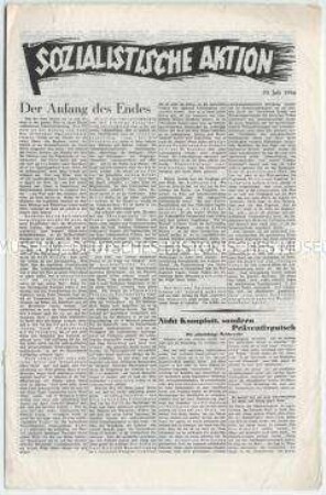 Sozialdemokratisches Exil-Blatt "Sozialistische Aktion" u.a. zur Rede von Hitler nach dem "Röhm-Putsch"
