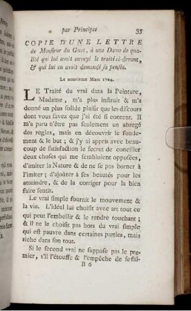 Copie D'Une Lettre de Monsieur du Guet, à une Dame de qualité [...]