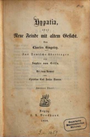 Hypatia, oder Neue Feinde mit altem Gesicht, 2. Theil