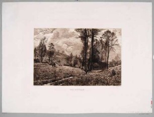 Landschaft mit Bäumen, Bach und Gänsehirtin im Gebergrund bei Goppeln südlich von Dresden, Serie
