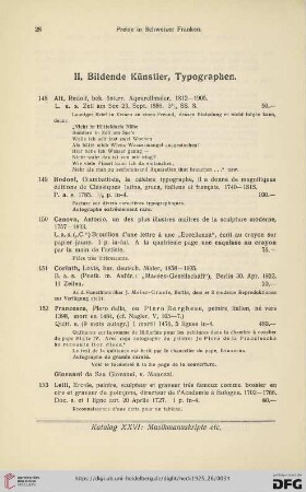 II. Bildende Künstler, Typographen (Nr. 148 - 158)
