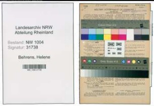Entnazifizierung Helene Behrens , geb. 13.02.1916 (Hausangestellte)