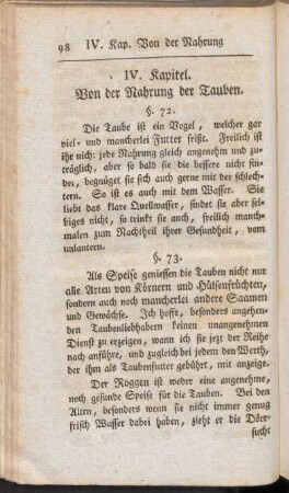 IV. Kapitel. Von der Nahrung der Tauben