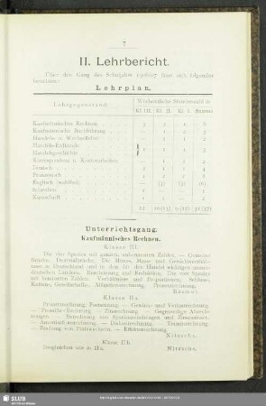 II. Lehrbericht