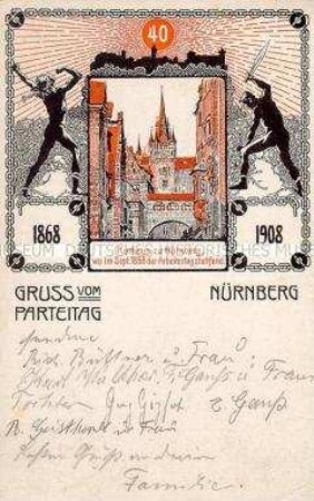Postkarte zum sozialdemokratischen Parteitag 1908