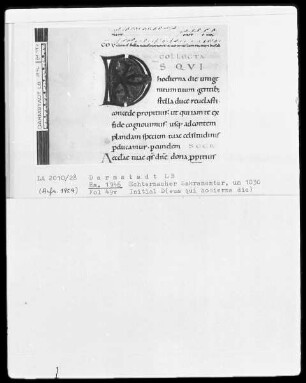 Sakramentar mit eingearbeitetem Graduale — Initiale D (eus qui hodierna die), Folio 49verso
