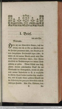 I. Brief. den 9ten Dec.