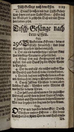 Tisch-Gesänge nach dem Essen.