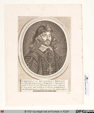 Bildnis Johann Philipp (1663 Reichsfrhr. von Schönborn), 1647-73 Kurfürst u. Erzbischof von Mainz