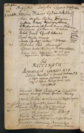 Winterhalbjahr 1701/1702. Rektorat Michael Graß