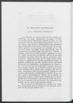 El principio generador de la verdadera democracia