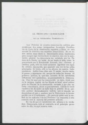 El principio generador de la verdadera democracia