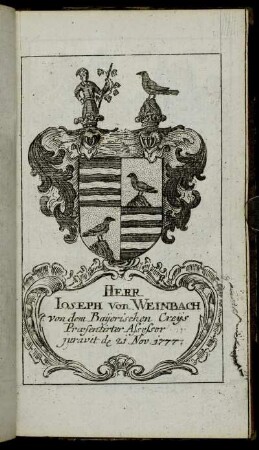 Herr Ioseph von Weinbach[...] - Herr Iohann Heinrich Freÿ Herr von Harpprecht[...]